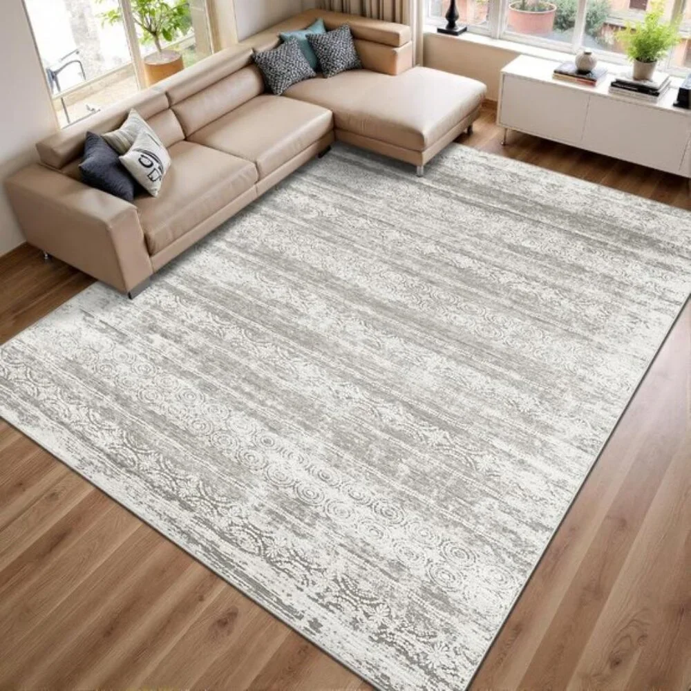New 8x10 Charcoal Grey Area Rug, Washable Non-Slip Modern Carpet for Home